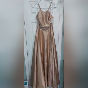 Davids Bridal High Neck Illusion Crystal Prom Dress